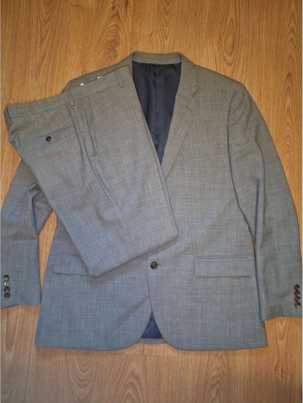 J Crew Thompson 2 Piece Suit Mens 44R 34x32 Gray 100% Wool